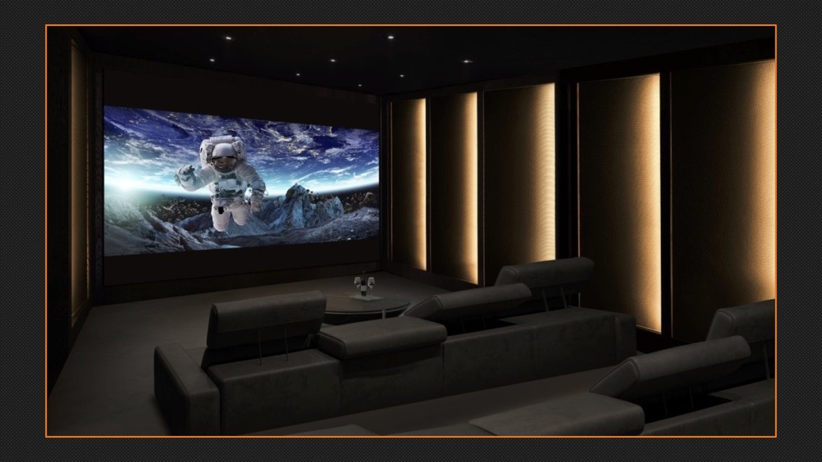 Sala cinema privata con proiezione a schermo intero